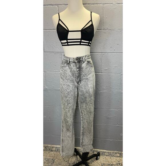 Vintage 1980s Gray Acid Wash Stonewashed Spandex Jeans High Waist - Picture 2 of 10